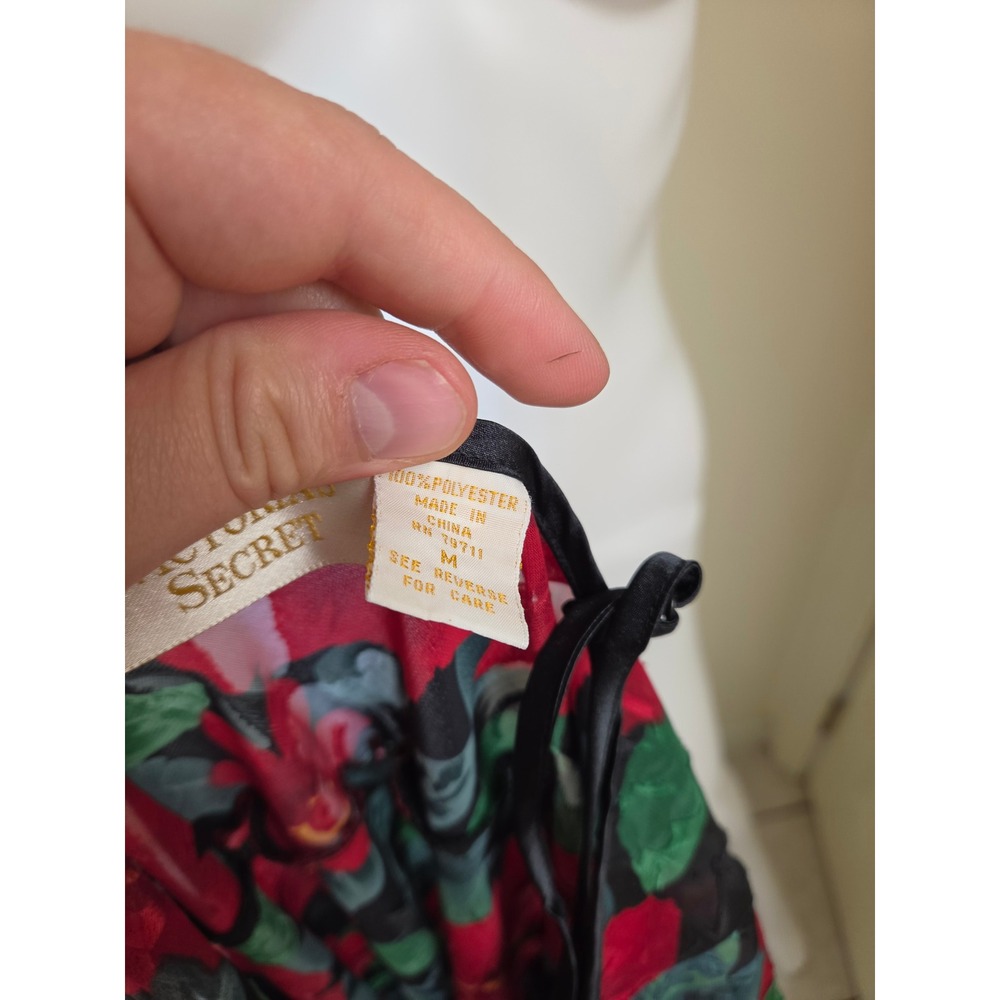 Vintage 1980S Victorias Secret Gold Label Red Floral Burnout Maxi Slip Dress M - Picture 3 of 12